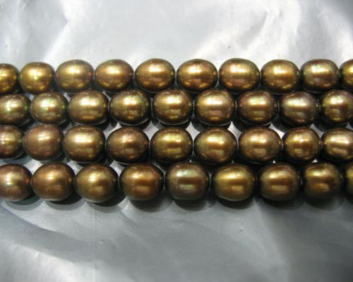 16 inches A 5-6 mm Brown Rice Pearls Loose Strand