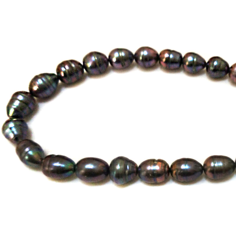 16 inches 13-14mm Black Rice Pearls Loose Strand