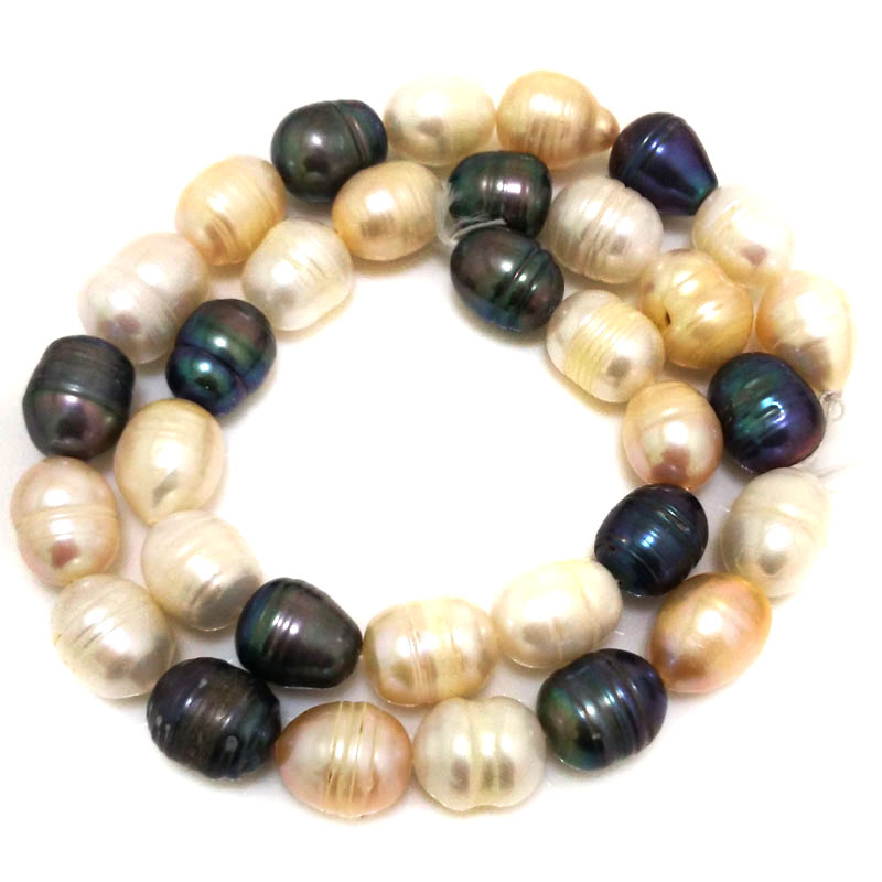16 inches A 10-11mm Multicolor Rice Pearls Loose Strand