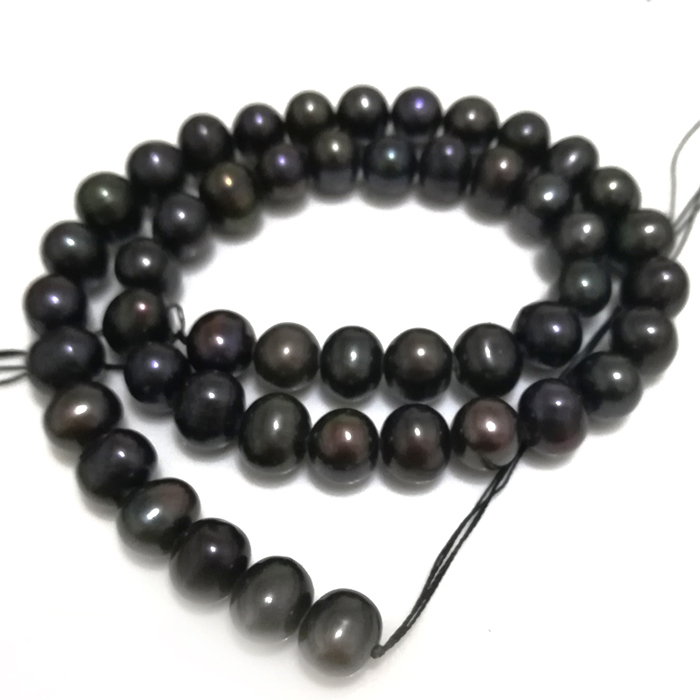 16 inches 9-10mm Black Potato Freshwater Pearls Loose Strand