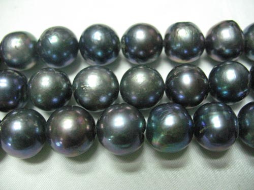 16 inches AA 8-9mm Black Round Freshwater Pearls Loose Strand