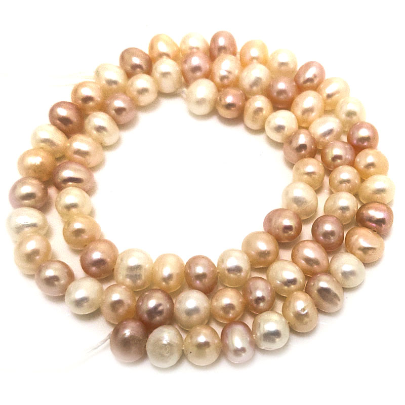 16 inches 5-6mm A+ Natural Multicolor Potato Freshwater Pearls Loose Strand