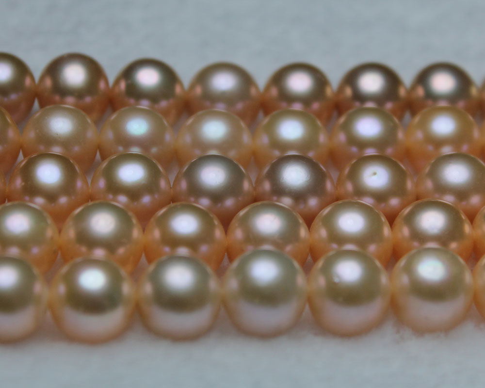 16 inches 9-10mm AAA Round Natural Pink Freshwater Pearl Loose Strand