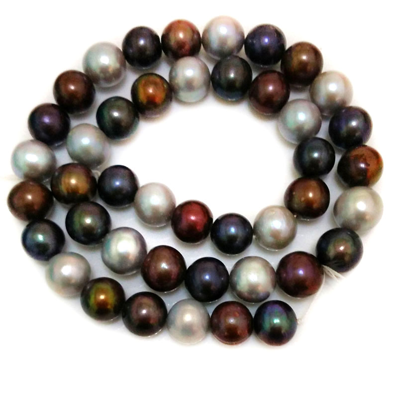 16 inches 11-12mm AA Multicolor Round Freshwater Pearl Loose Strand