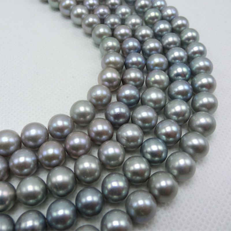 16 inches AAA Silver Gray Round Natural Fresh Water Pearls Loose Strand