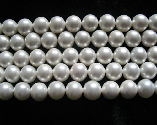16 inches Not Shiny White Round Shell Pearls Loose Strand