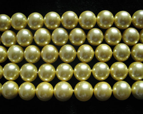 16 inches Yellow Round Shell Pearls Loose Strand